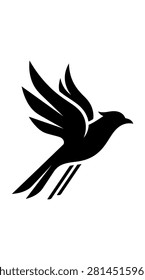 Simple black bird icon symbolizing growth, hope, and success.