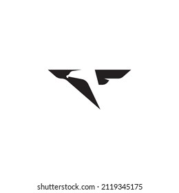 Diseño del logo de un pájaro negro simple.