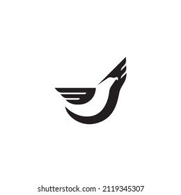 Simple black bird logo design.
