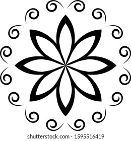 Simple black bloom vector pattern