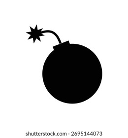 Simple black bomb icon vector illustration. Minimalist explosive symbol design, perfect for warning signs, cartoons, games, or creative graphic projects.