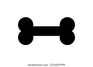 Simple black bone icon silhouette on white background representing pet food, dog treat, or veterinary care