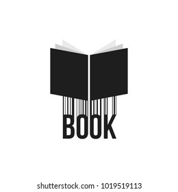 Simple Black Book Icon With Barcode. Concept Of Abstract Gaining Knowledge And Skills Or Digital Ebook Or E-reader For Online Library. Flat Trend Modern Logotype Graphic Design On White Background