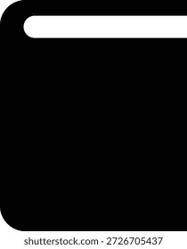A simple black book icon on a white background, representing reading, knowledge, and education.