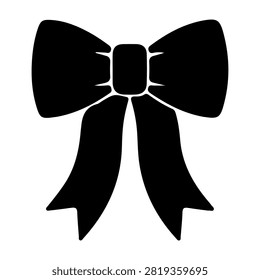 Simple black bow tie silhouette symbol representing formal attire and elegance, suitable for fashion, events, and dress code themes.