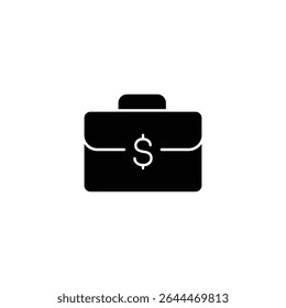 Icono de maletín negro simple que simboliza negocios y finanzas