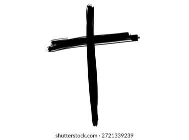 Simple Black Brush Stroke Cross Icon