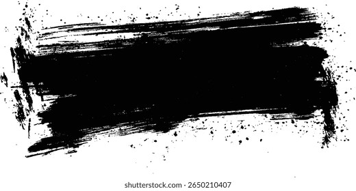 Simple black brush strokes on a white background. Abstract black brush stroke on white canvas. Abstract black in splash, paint, brush strokes, stain grunge isolated on white background.