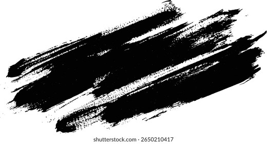 Pinceladas negras simples sobre un fondo blanco. Abstractas trazo de pincel negro sobre lienzo blanco. Abstractas negro en salpicadura, pintura, pinceladas, grunge de la mancha aislado en el fondo blanco.