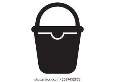 A simple black bucket icon with handle on white background