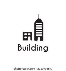 simple black building outline style icon design