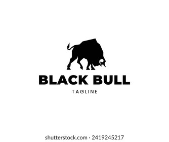 Simple Black Bull Beast Logo Design Template