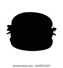 Simple black burger silhouette representing fast food and delicious american cuisine for designs