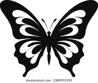 Simple, black butterfly silhouette, vector, eps10