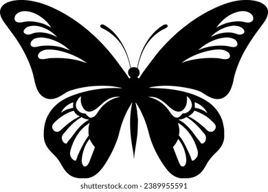 Simple, black butterfly silhouette, vector, eps10