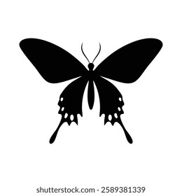 Simple Black Butterfly Silhouette Vector for Elegant Designs