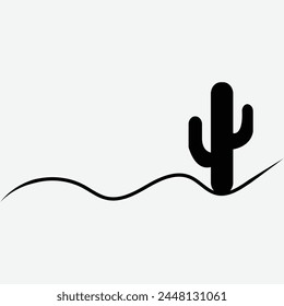 Simple Black Cactus icon on grey background. Perfect for cactus plant or desert plant icons on apps and websites. Or for cactus related content. Vector illustration. Eps file 275.