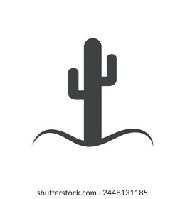 Simple Black Cactus icon on white background. Perfect for cactus plant or desert plant icons on apps and websites. Or for cactus related content. Vector illustration. Eps file 268.