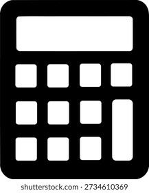 Simple black calculator icon for mathematical calculations and business accounting.