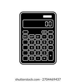 Calculadora simples em preto mostrando zero no vetor de ícone de exibição digital.