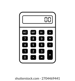 Calculadora negra simple que muestra cero en el Vector de íconos de pantalla digital.