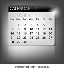 Simple Black Calendar Design 2012 - October