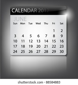 Simple Black Calendar Design 2012 - June