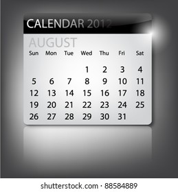 Simple Black Calendar Design 2012 - August