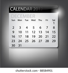 Simple Black Calendar Design 2012 - December