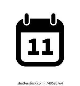 Simple black calendar icon with 11 date on white