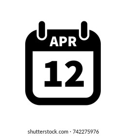 Simple black calendar icon with 12 april date on white