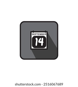 Simple black calendar icon with 14 september