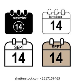 Simple black calendar icon with 14 September