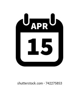 Simple black calendar icon with 15 april date on white