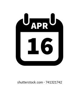 Simple black calendar icon with 16 april date on white