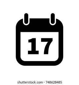 Simple black calendar icon with 17 date on white