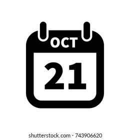 Simple black calendar icon with 21 october date on white