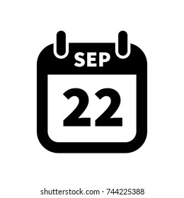 Simple black calendar icon with 22 september date on white