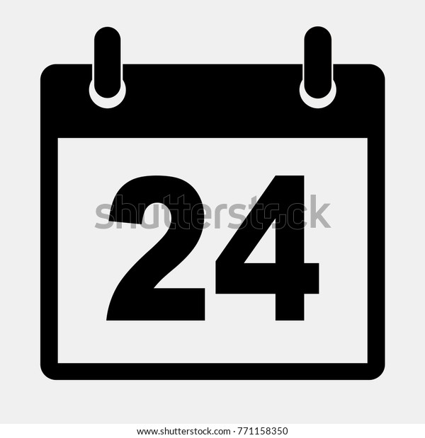 Simple Black Calendar Icon 24 Date Stock Vector (Royalty Free