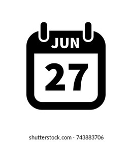 Simple black calendar icon with 27 june date on white