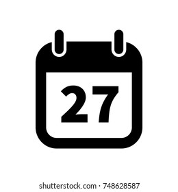 Simple black calendar icon with 27 date on white