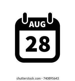 Simple black calendar icon with 28 august date on white