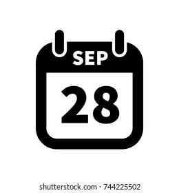 Simple black calendar icon with 28 september date on white
