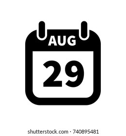Simple black calendar icon with 29 august date on white