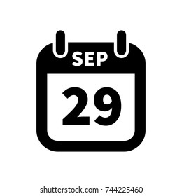 Simple black calendar icon with 29 september date on white