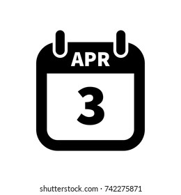 Simple black calendar icon with 3 april date on white