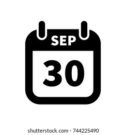 Simple black calendar icon with 30 september date on white