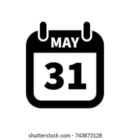Simple black calendar icon with 31 may date on white
