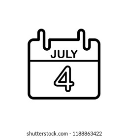 Simple black calendar icon with 4 July date on white.