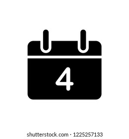 Simple black calendar icon with 4 July date on white.